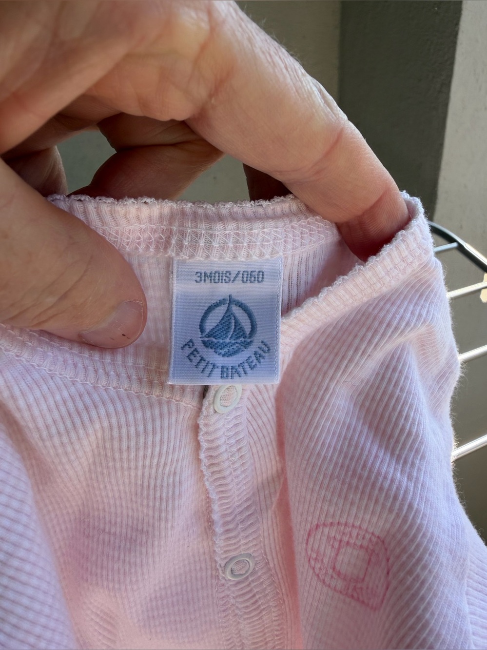 Petit Bateau Light Pink Ribbed Baby Bodysuit
